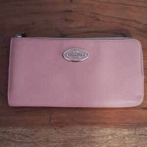 Coach Blush Leather Zip Wallet